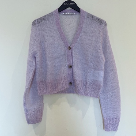 ACNE STUDIOS Purple Cropped Cardigan Sz M - Picture 10 of 16